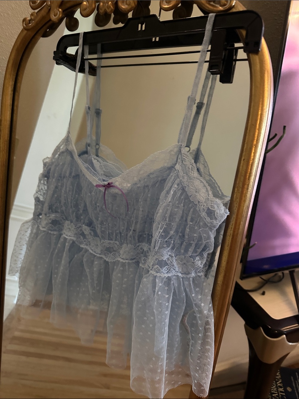 Delicate Lace Sheer Baby Blue Camisole Top